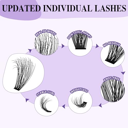 Lash Extensions Kit for Beginners 3D Eyelash Extension Kit 320pcs 40D+50D Lash Clusters Kit 8-18 Mixed Lash Kit Fluffy Individual Lashes Kit with Lash Bond Seal Remover(Q40D+Q50D-8-18MIX)