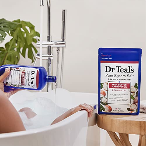 Dr Teal's Foaming Bath with Pure Epsom Salt, Shea Butter & Almond, 34 fl oz (Pack of 4) (Packaging May Vary)