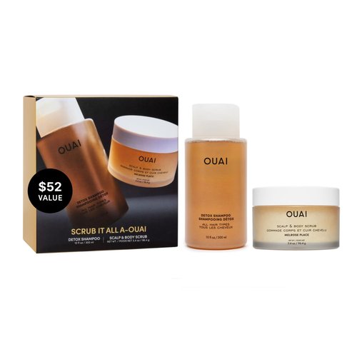 OUAI Hair Care Set - Clarifying Shampoo & Exfoliating Scalp Scrub - Deep Cleansing & Travel Size (2 Count)