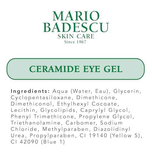 Mario Badescu Ceramide Eye Gel for All Skin Types | Oil Free Eye Gel that Tightens and Smoothes | Formulated with Ceramides & Glycerin, 0.5 Ounce