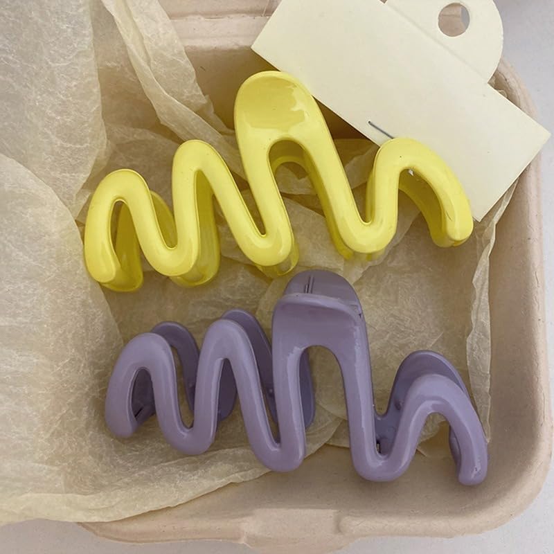 Souarts 6PCS Cream Color Series Hair Clips for Women & Girls, 4.3 Inch Hair Claw Clips Strong Hold, Hair Clips for Women Straight, Curly & Wavy Hair