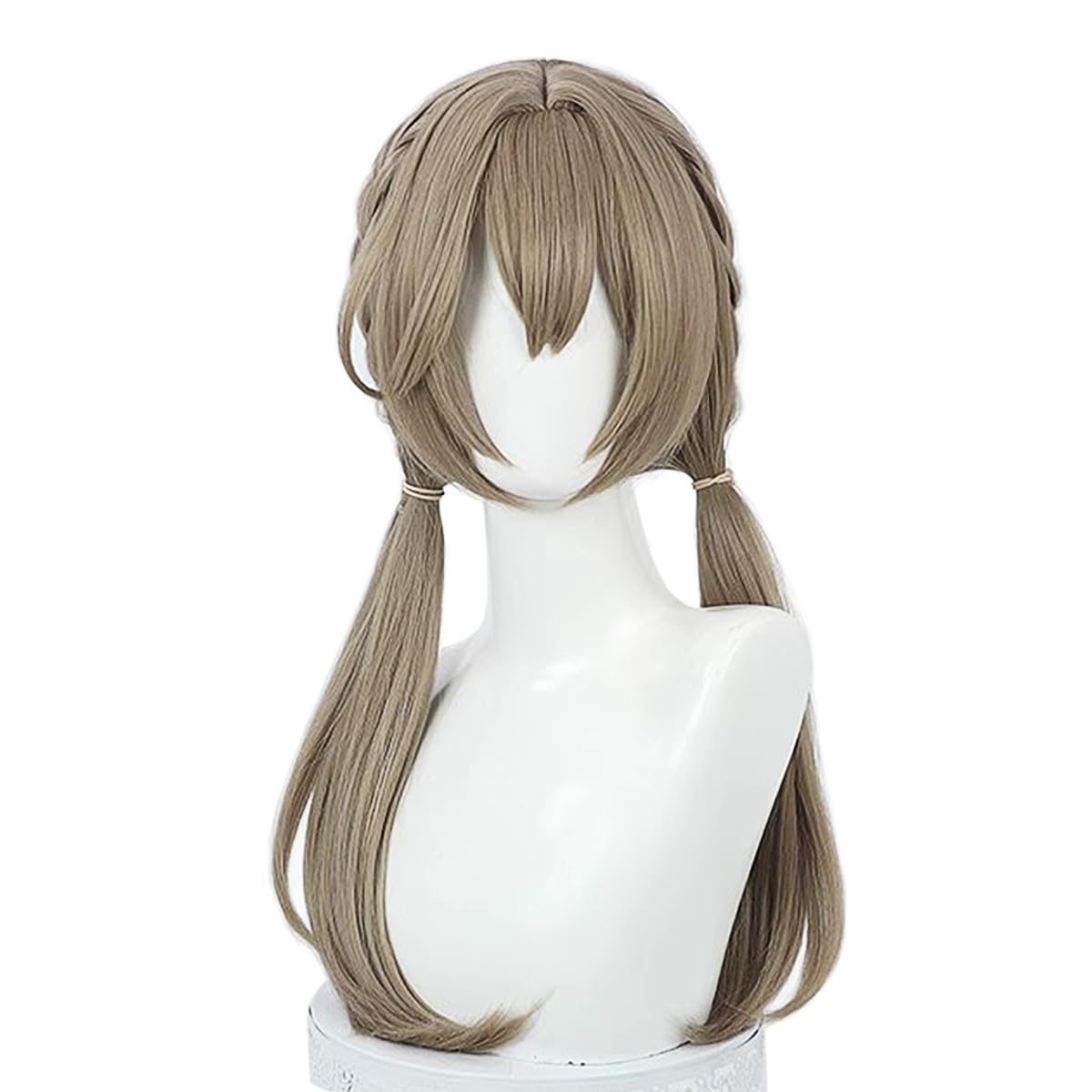 XiongXiongLe Qingque Wig Honkai Star Rail Cosplay Women Costume Long Straight Fried Dough Twists Pigtail Brown Hair Wigs for Girls Cos Party Halloween Christmas Comic Con(Qingque)