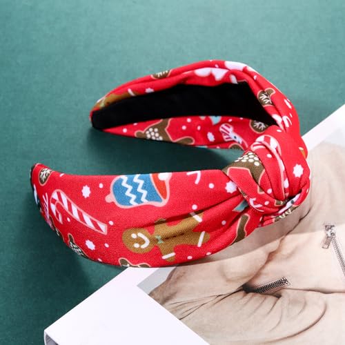 NVENF Halloween Christmas Thanksgiving New Year Headband for Women Festive Holiday Knotted Headband Hair Accessories Gifts (Christmas B)