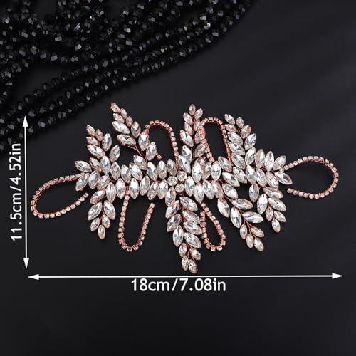 Teyglen Bridal Black Crystal Hair Vine Full Rhinestone Wedding Headband Hair Accessories for Bride Large Crystal Headband Black Headpiece for Women Girls (Black)