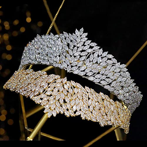 Aoligrace Sparkling Cubic Zirconia Wedding Tiaras and Crowns for Bridal Prom Headpiece Quinceanera Sweet 16 Hair Accessories