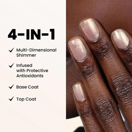 LONDONTOWN Shimmer Nail Highlighter - Iridescent Finish Nail Polish Treatment, Vegan & Cruelty-Free, Sunkissed Gold Pink - 0.40 fl oz