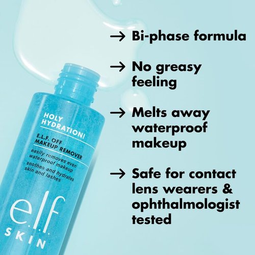e.l.f. SKIN Holy Hydration Makeup Remover - Gentle Liquid Formula for Eyes, Lips & Face | Vegan & Cruelty-Free