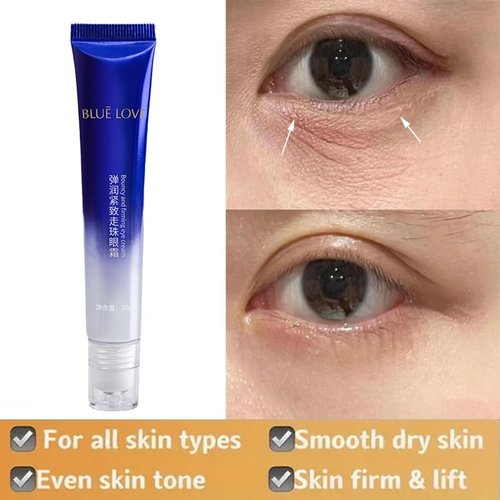 BLUE LOVE Roll-On Eye Cream - Anti-Aging Treatment for Dark Circles & Puffiness, Hydrating & Fast-Absorbing