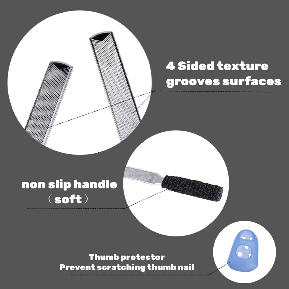 Skiennix Stainless Steel Toe Nail Files - 2-Piece Set for Thick Nails | Ideal for Men, Seniors & Dogs