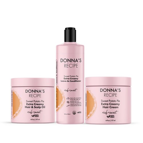 Donna's Recipe by Tabitha Brown | LOC System Bundle - Sweet Potato Pie Scent - 3-Pc Hair Care Set for Hydrated, Soft, Shiny Hair