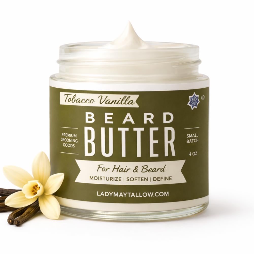 Tallow Man Tobacco Vanilla Beard & Body Butter - Grass-Fed Tallow | 9oz | Premium Men's Grooming