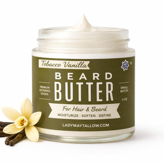 Tallow Man Tobacco Vanilla Beard & Body Butter - Grass-Fed Tallow | 9oz | Premium Men's Grooming