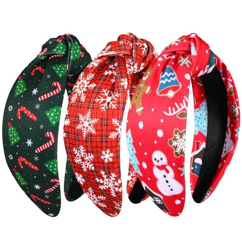 NVENF Halloween Christmas Thanksgiving New Year Headband for Women Festive Holiday Knotted Headband Hair Accessories Gifts (Christmas B)