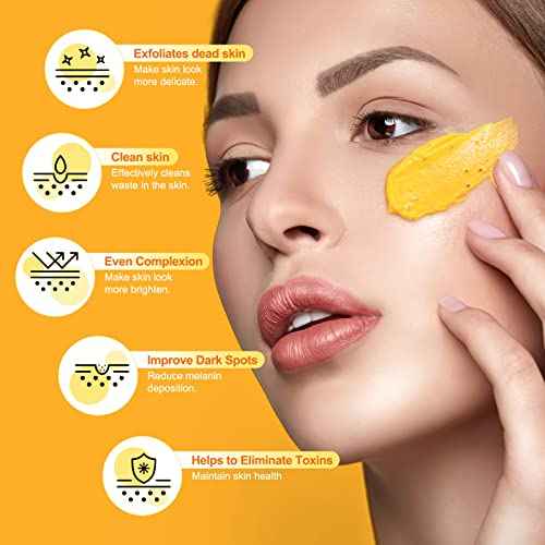 Vitamin C and Turmeric Face Scrub Cream Organics Microdermabrasion Facial Scrub Exfoliating Clears Blackheads Improve Dark Spot Acne with Strawberry Extract Exfoliator 130g/4.5oz