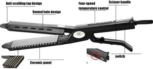 Hair Iron, Ceramic Tourmaline Ionic Flat Iron Hair Straightener, Dual use Dry and Wet for Hair Care Adjustable Temperature, for All Hair Types