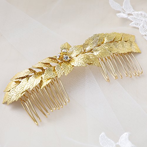 Yean Bride Wedding Hair Comb Leaf Hair Piece Bridal Hair Accessories for Women and Girls (Gold)