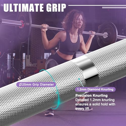 Olympic Barbell Curl Bar EZ Bar 4/5/6/7 FT Barbell Bar 300/400/500/600 Weight Capacity Strength Training Bar for Home Gym