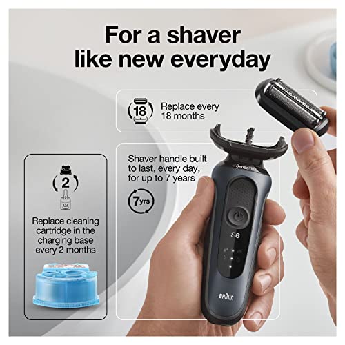 Braun Series 6 6075cc Electric Shaver with SmartCare Center and Precision Trimmer, Wet & Dry, Rechargeable, Cordless Foil Shaver, Black