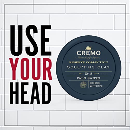 Cremo Premium Barber Grade Hair Styling Palo Santo (Reserve Collection) Sculpting Clay, High Hold, Matte Finsh, 4 Oz