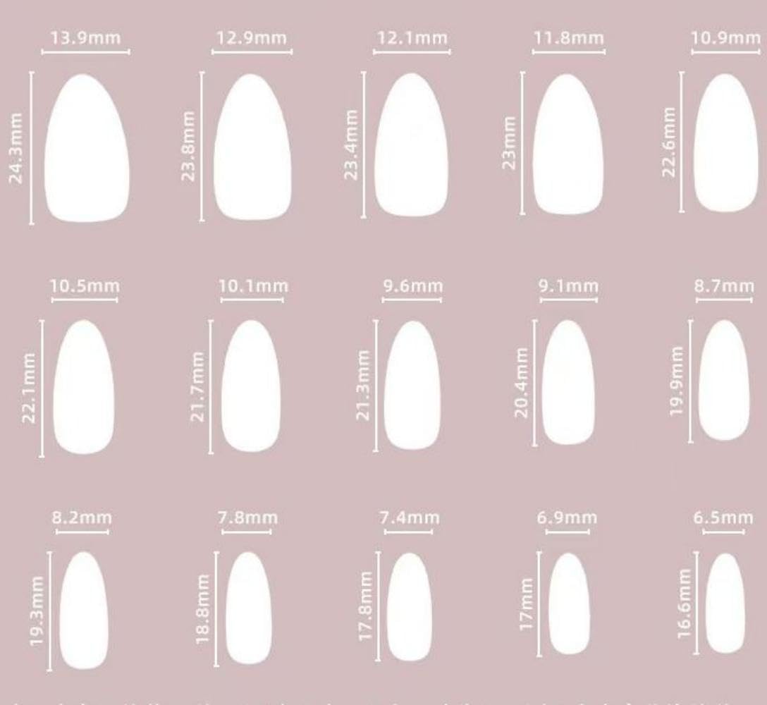 Chrome Press on Nails Medium Almond Fake Nails White French Tip Fake Nails Nude Glue on Nails Glossy False Nails Reusable Artificial Acrylic Nail Full Cover Stick on Nails for Women Manicure 24Pcs