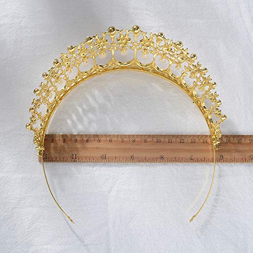 S SNUOY Gold Pearl Crown for Women Bridal Tiara for Women Pearl Headpiece Princess Tiaras Prom Wedding Headband