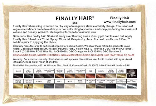 Hair Building Fibers Golden Blonde 25 Grams Refill Your Existing Bottle. Highest Grade Fiber by Finally Hair (Medium Golden Blond)