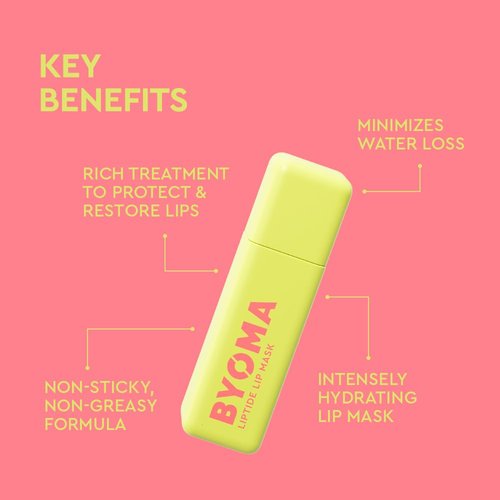 BYOMA Liptide Lip Mask - Lightweight, Overnight Mask - Peptide Lip Treatment with Peptides, Babassu Oil & AHA - Hydrating, Exfoliating Balm - 0.16 oz