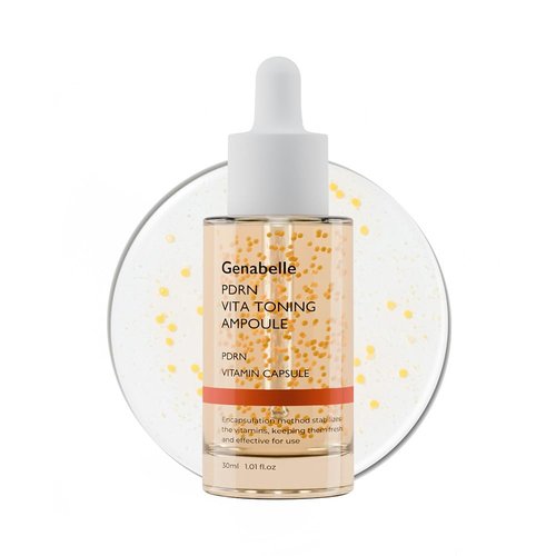 Genabelle PDRN Vita Toning Ampoule - Lightweight Glass Skin & Toning Ampoule with Vitamin B, C, E, PDRN, Serum for Blemishes, Fine Lines and Rough Skin Texture, 1.01 fl oz