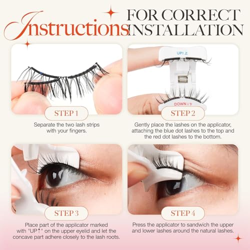 LASHVIEW Upgrade Magnetic Eyelashes with Applicator Reusable Soft Magnetic Eyelashes Natural Look No Glue Needed Magnetic Eyelashes Magnetic Lashes Kit Easy to Wear and Remove(A02)