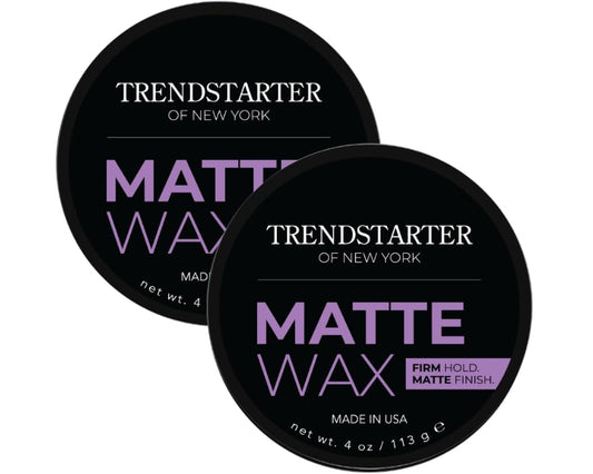 TRENDSTARTER Matte Wax (4oz) (PACK of 2) - Firm Hold, Matte Finish, Premium Water Based All-Day Styling Pomade for Men, Flake-Free for All Hair Types