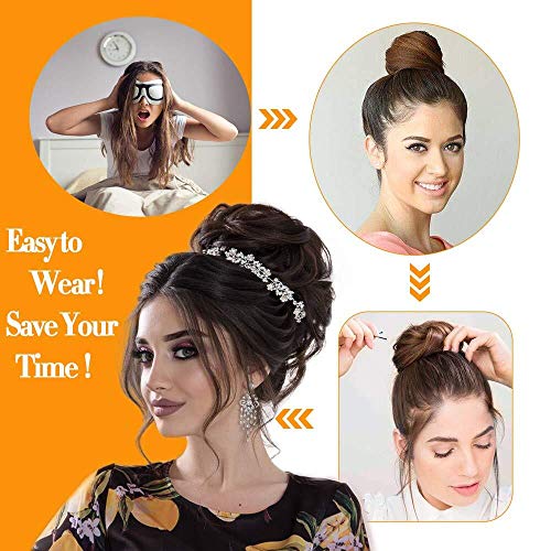 MORICA 1PCS Messy Hair Bun Hair Scrunchies Extension Curly Wavy Messy Synthetic Chignon for Women (24/613#(Pale Ash Blonde Mix Bleach Blonde))