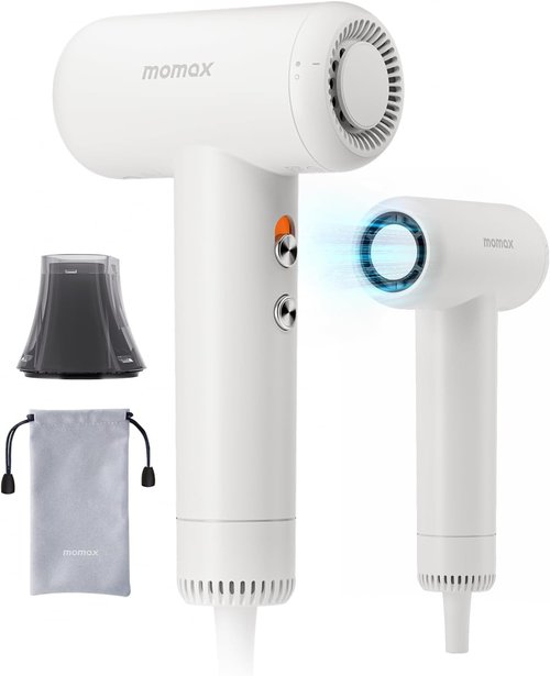 Momax High-Speed Hair Dryer - Mini Blow Dryer with 110,000 RPM Motor, Ionic Technology, Lightweight & Portable