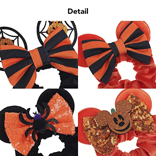 JIAHANG Halloween Velvet Mouse Ear Hair Scrunchies Pumpkin Spider Bow Ponytail Holders Festival Costume Hair Accessories for Women Girls (halloween set)