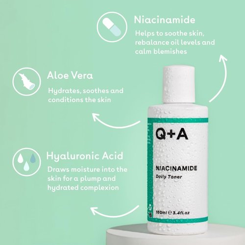 Q+A Niacinamide Daily Toner - Hydrating & Pore Refining Face Toner with Hyaluronic Acid | 100ml, Fragrance-Free