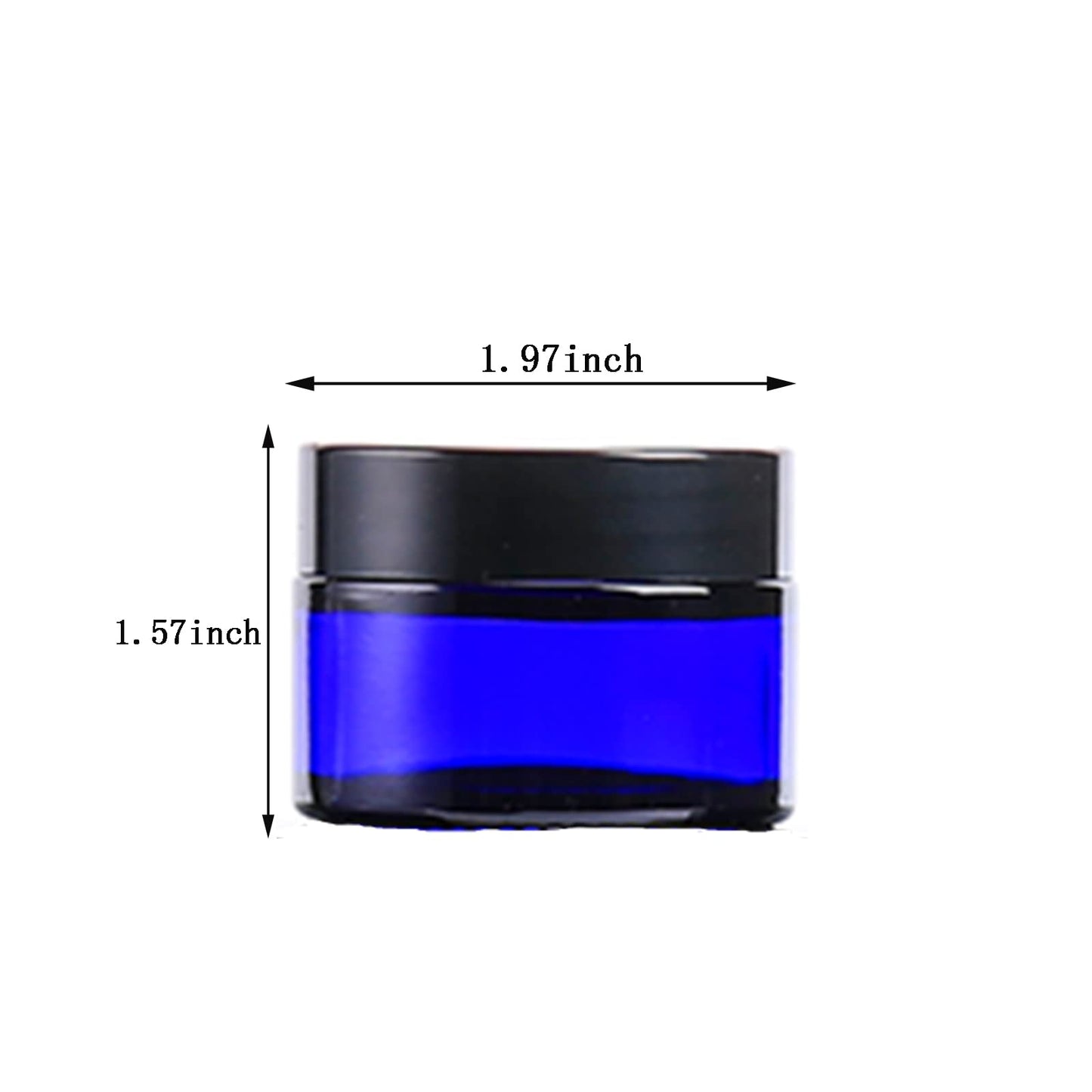Over News 1 oz Glass Container Jar with Lid, Small Empty Cosmetic Round for Cream, Lotion (Blue)