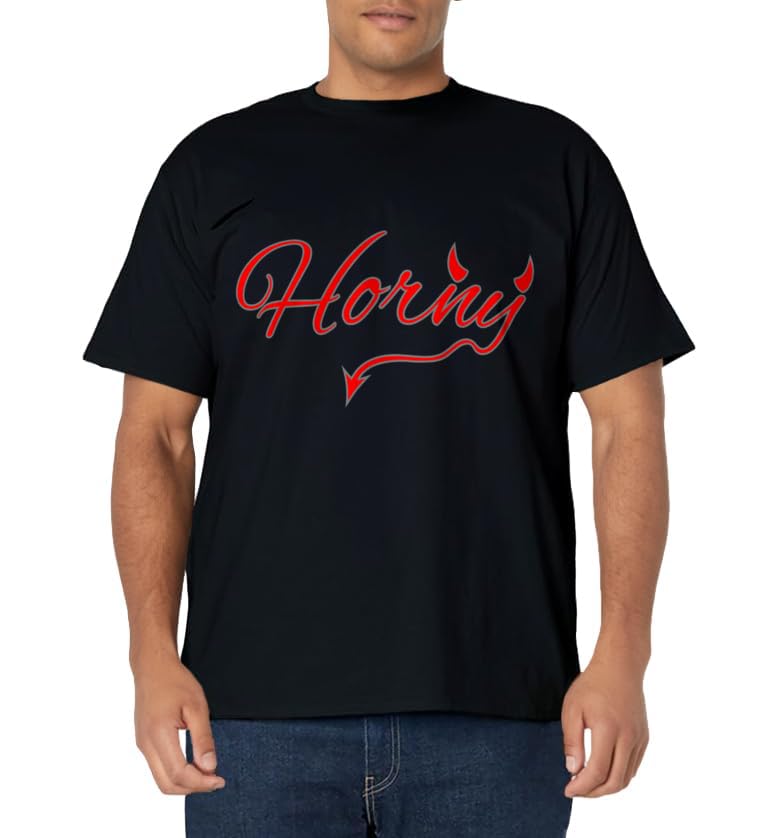 Halloween Devil Horns Dirty Pun Devil Horny Costume T-Shirt