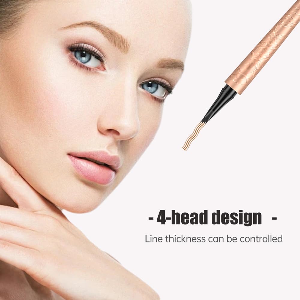 Skiennix Microblading Eyebrow Pen - Waterproof 4-Tip Pencil for Natural Makeup | Dark Brown