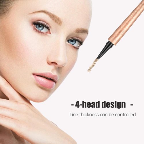 Microblading Eyebrow Pen, 2024 New Waterproof Microblading Eyebrow Pencil with 4 Tip Eye Brow Pen, Natural Eyebrow Makeup Fine Stroke Magic Eyebrow Pencil Stay on All Day (Dark Brown)