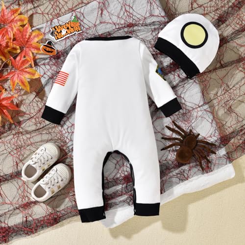 3-6 Months Infant Baby Boys Halloween Outfit Skull Clothes Stripe Long Sleeve Bodysuit with Hat