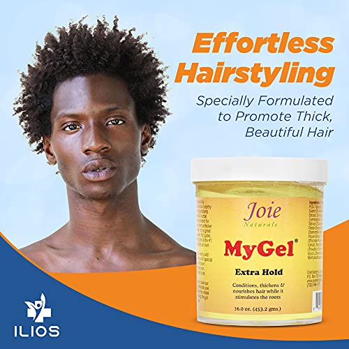 ILIOS Joie Naturals MyGel Extra Hold-Hair Styling Gel - Moisturizing Formula with Plant Oils and Herbal Extracts – Curly Hair Gel for Twists, Braids and Locks, 4 OZ Packaging.