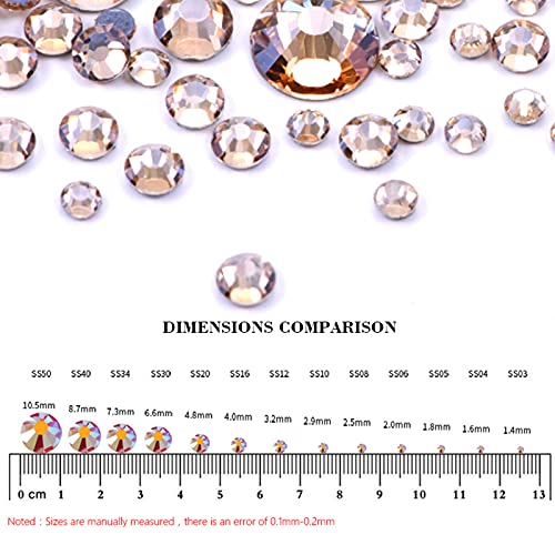 Towenm 720PCS Glass Flatback Rhinestones, SS20 4.8mm Flat Back Crystals for Craft Clothes Nail Face Art, Non Hotfix Round Flatback Crystals Loose Gemstones, Golden Shadow