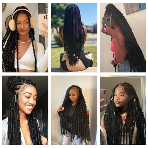 ACCRUE 6 Packs Marley Twist Braiding Hair 16 Inch Marley Hair Crochet Braids Afro Kinky Synthetic Cuban Twist Marley Hair For Twists Braiding Hair Extensions,15 Strands/Pack (16in（6pack）, 1B)