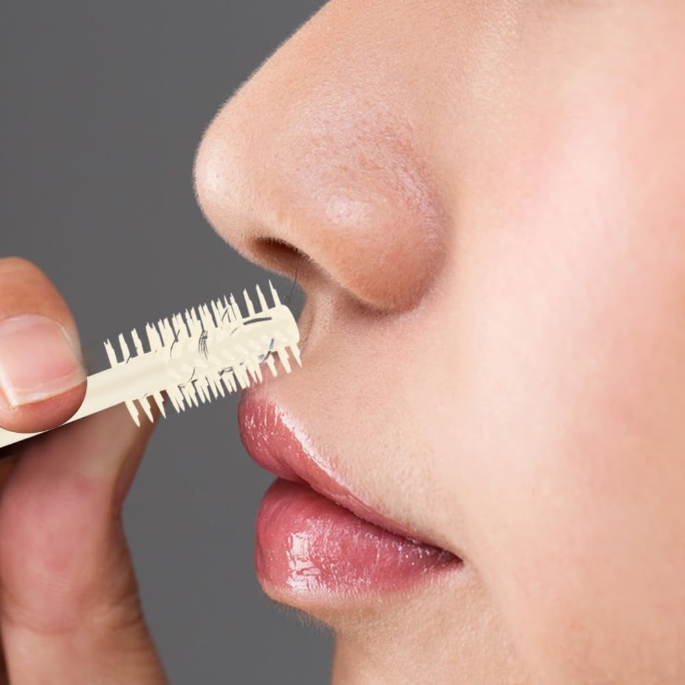 HOAIME Nasal Hair Cutter, 2024 Upgraded Double Sided Nose Hair Knife, 360° Rotating Portable Manual Nose Hair Trimmer, Nose Hair Remover for Women Men Travel Essentials (Beige, 6 Pcs)