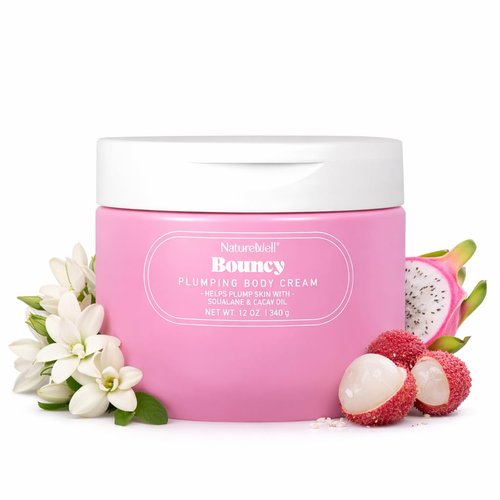 Nature Well Bouncy Plumping Body Cream - Lightweight, Quick-Absorbing Formula for Firm & Smooth Skin | 12 Oz, Tuberose & Dragonfruit Scent