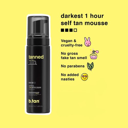 b.tan Dark Self Tanner Gift Box - Anytime Glow Getter Bundle | 2 Pack Sunless Tanning Mousse & Mitt