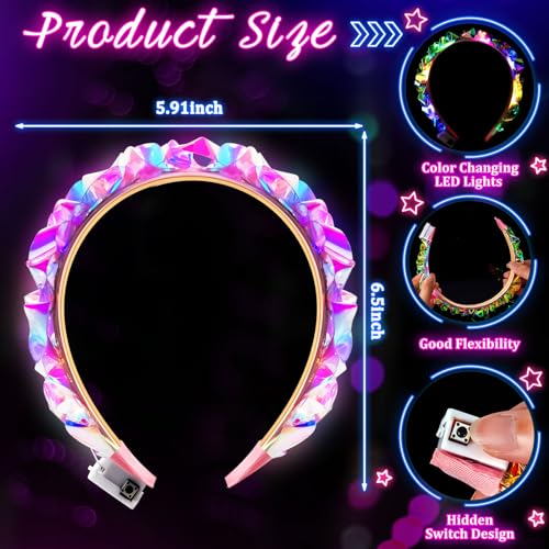 Tigeen Hairband, Light up Headband Led Headband Led Face Jewelry Glow Headband, 8 Pcs, for Girls Women Valentine's Day Party Favors