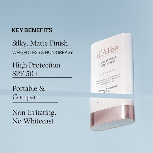 d'alba Piedmont Air Fit Fresh Sun Stick - Broad Spectrum SPF 50+ | Non-Sticky Vegan Sun Protection (0.7 Oz)