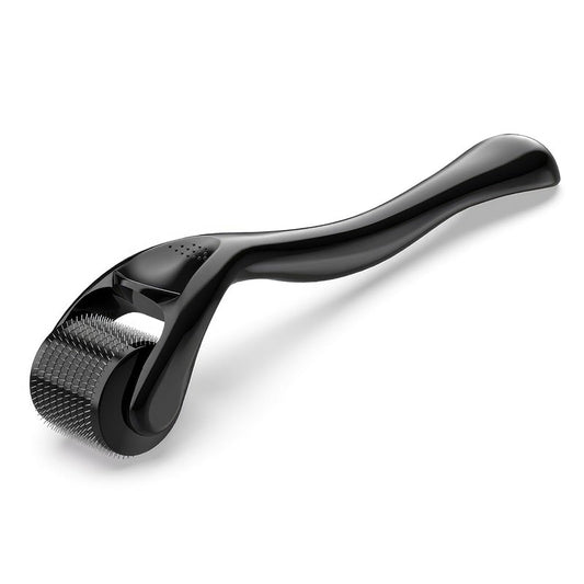 Titanium Derma Roller with 540 Needles for Face, Beard & Hair – Gentle Massage Roller for Daily Skincare Routine – Suitable for Men & Women 0.3 Glossy Black