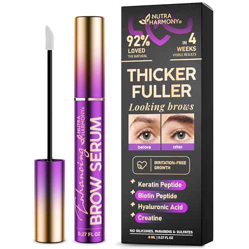 Brow Serum for Eyebrow Growth ? Pro Growth Treatment with Keratin & Biotin Peptides ? Hyaluronic Acid, Creatine & Castor Oil ? No Prostaglandins, Vegan & Non?Irritating for Fuller, Thicker Brows, 8ml