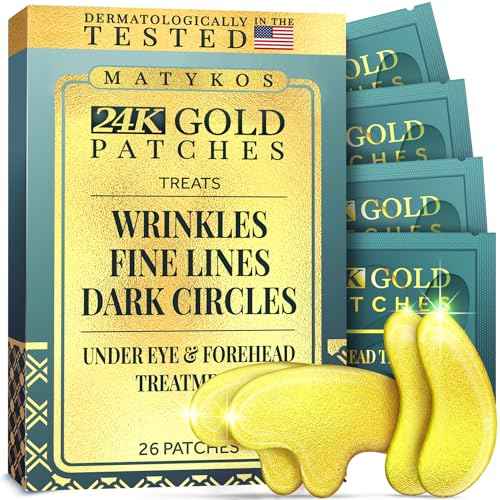 Forehead and Under Eye Wrinkle Patches for Face - Collagen, Hyaluronic Acid and Vitamin A Skin Pads - Forehead Line Remover Wrinkle Eye Patch Set - 26 Golden Sachets